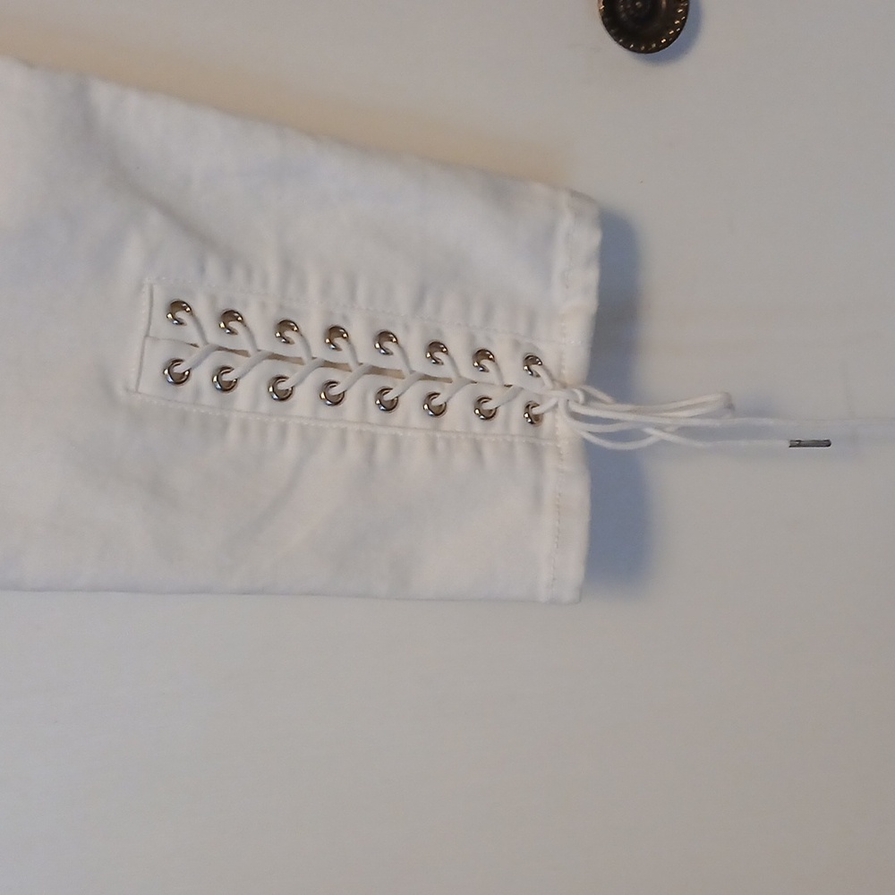 DG2 by Diane Gilman White Ankle Tie Stretch Jeans - Picture 5 of 12